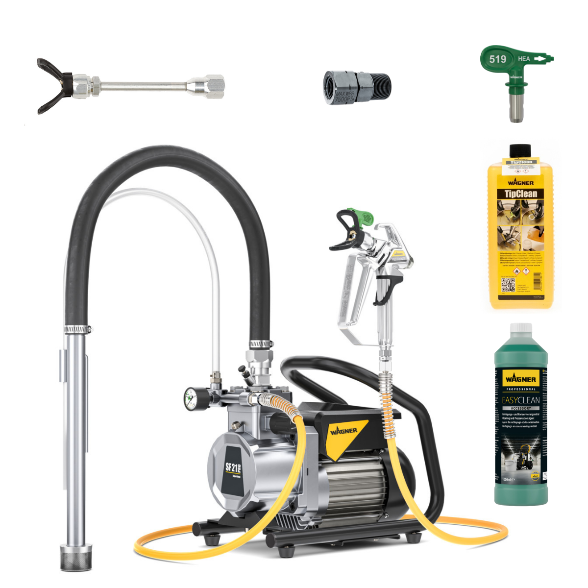 SuperFinish 21 Pro HEA Airless + Prolunga ugello 12,5cm + Ugello 519 + FlexTwist S + TipClean + EasyClean