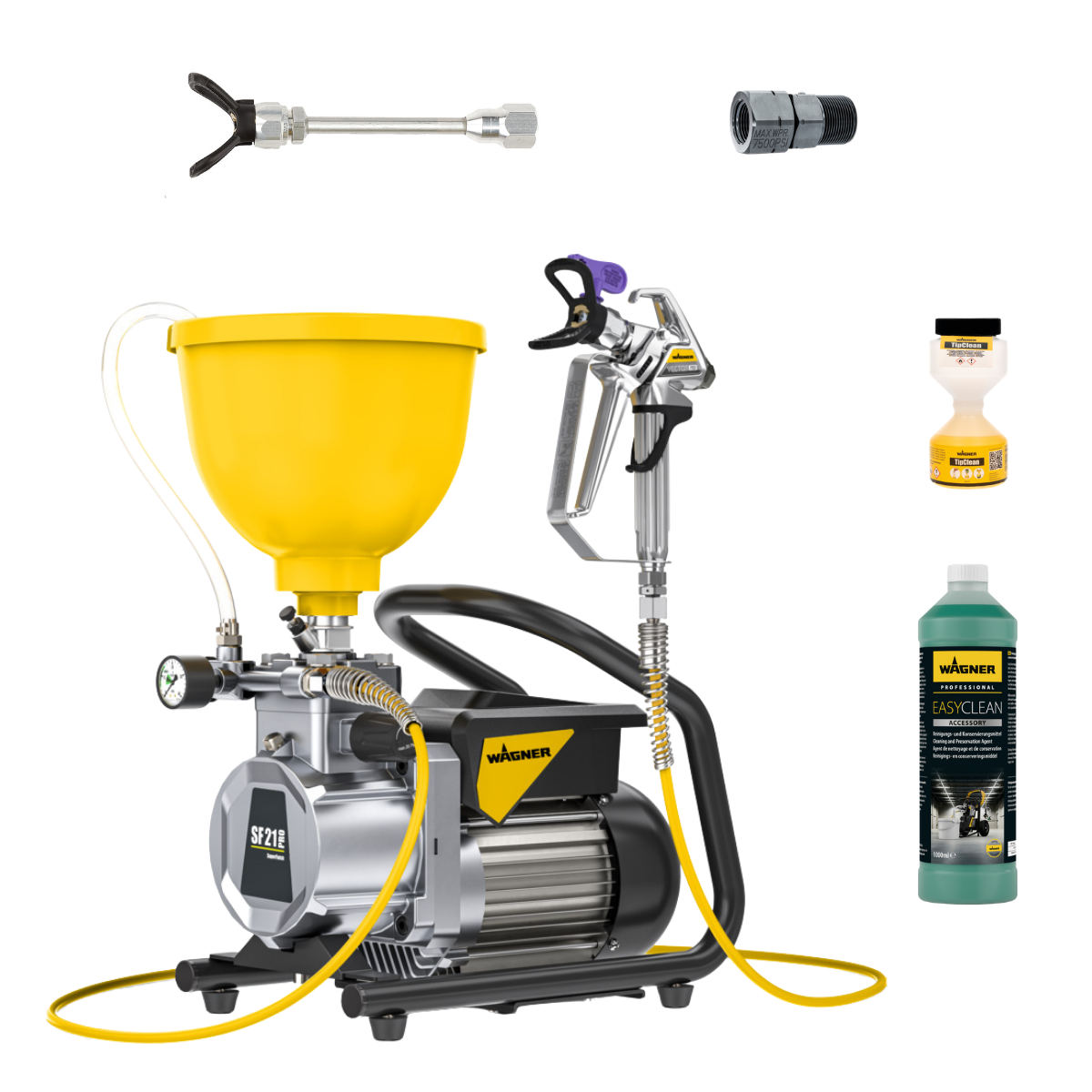 SuperFinish 21 Pro Airless per smalti + Prolunga ugello 12,5cm + FlexTwist S + TipClean + EasyClean